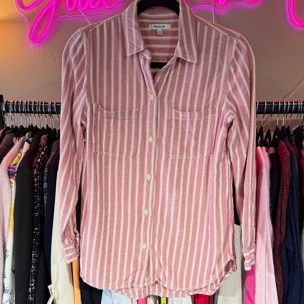 Madewell Rose Striped Button Down Shirt NWOT